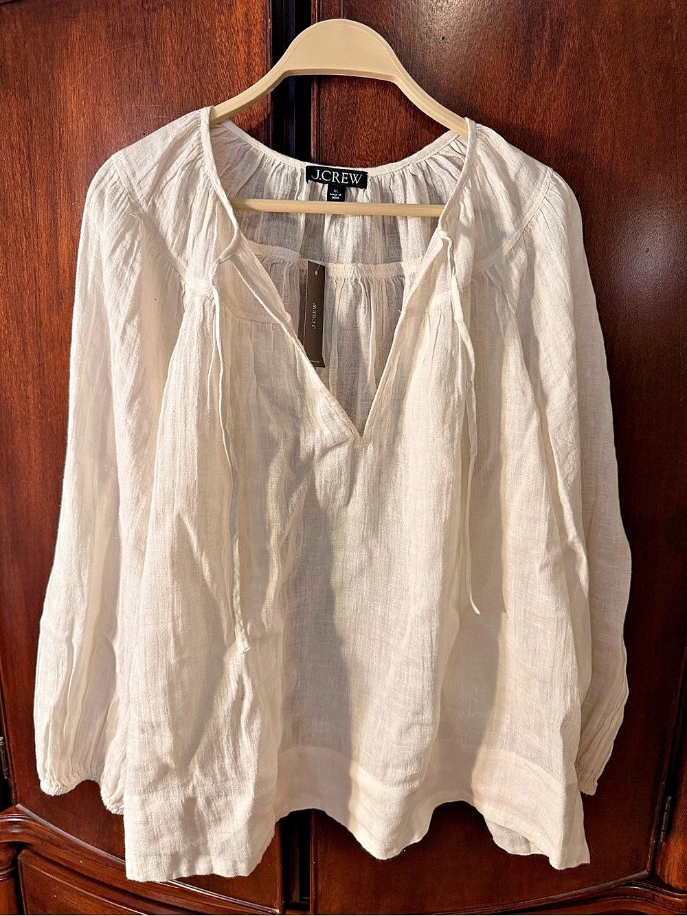 J.Crew Long-sleeve tunic top in Hampton linen-blend Hampton Linen-Blend